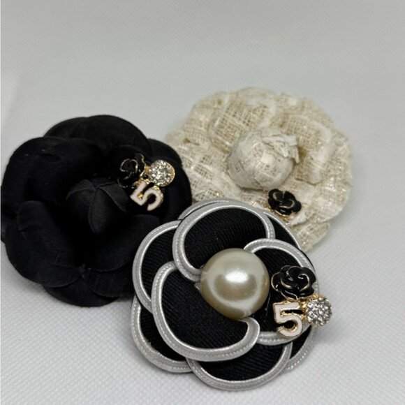 Camellia Style Flower Brooch | Designer-Inspired Luxury Pin | White Tone - Picture 5 of 7